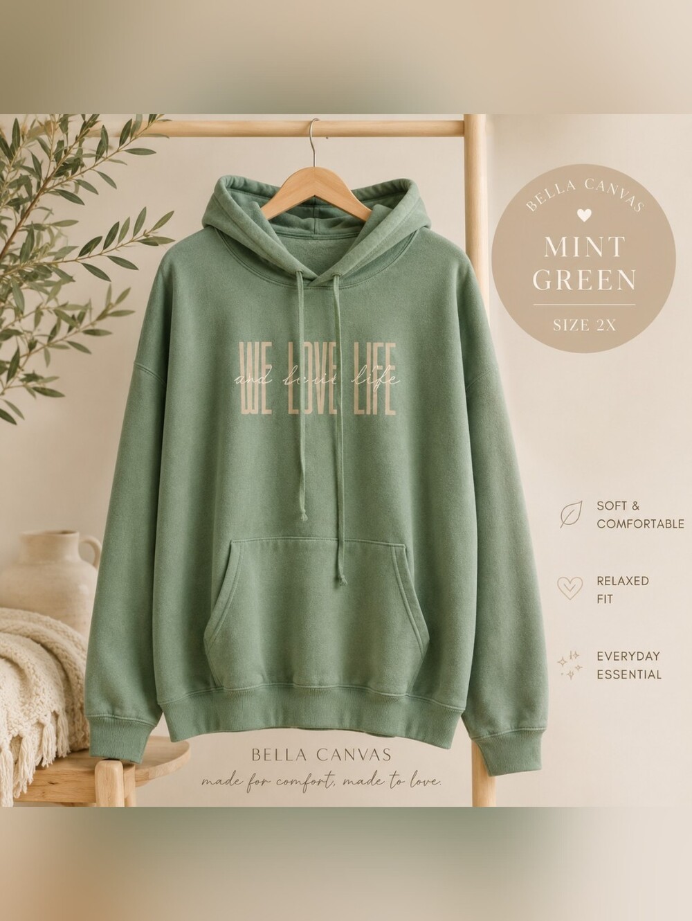 Bella Canvas Mint Green Hoodie 2X